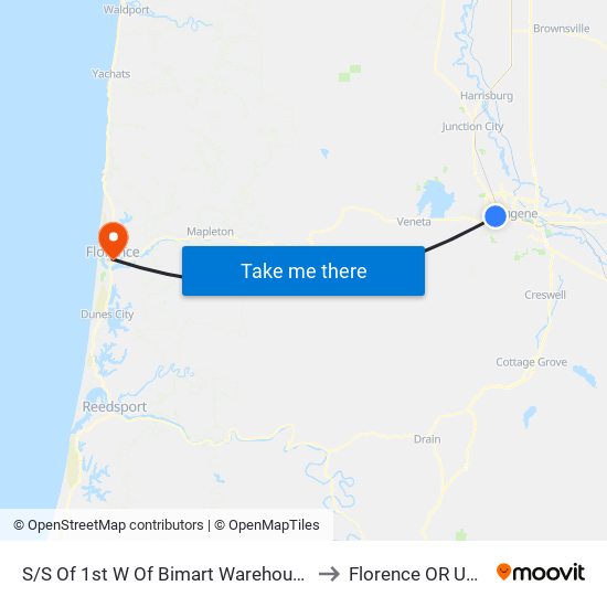 S/S Of 1st W Of Bimart Warehouse to Florence OR USA map