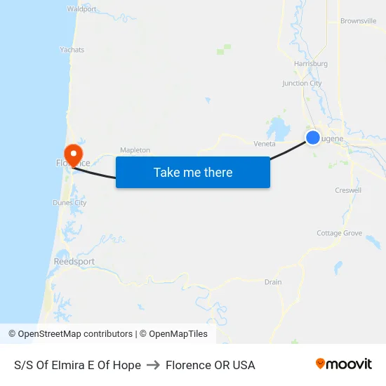 S/S Of Elmira E Of Hope to Florence OR USA map