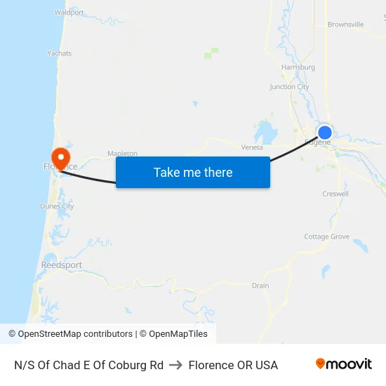 N/S Of Chad E Of Coburg Rd to Florence OR USA map