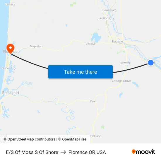 E/S Of Moss S Of Shore to Florence OR USA map