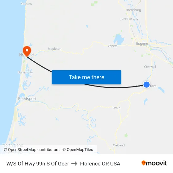 W/S Of Hwy 99n S Of Geer to Florence OR USA map