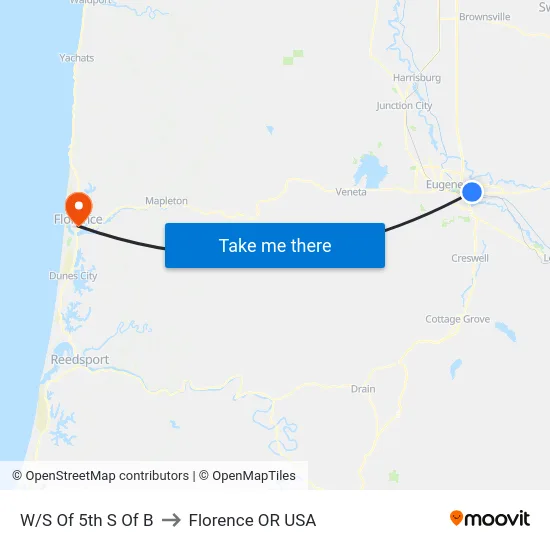 W/S Of 5th S Of B to Florence OR USA map
