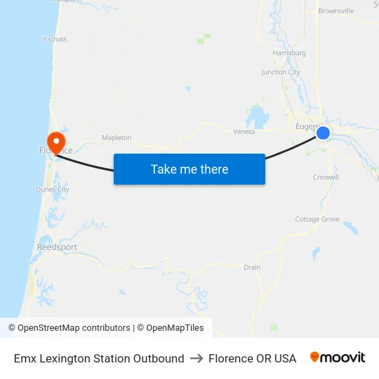 Emx Lexington Station Outbound to Florence OR USA map