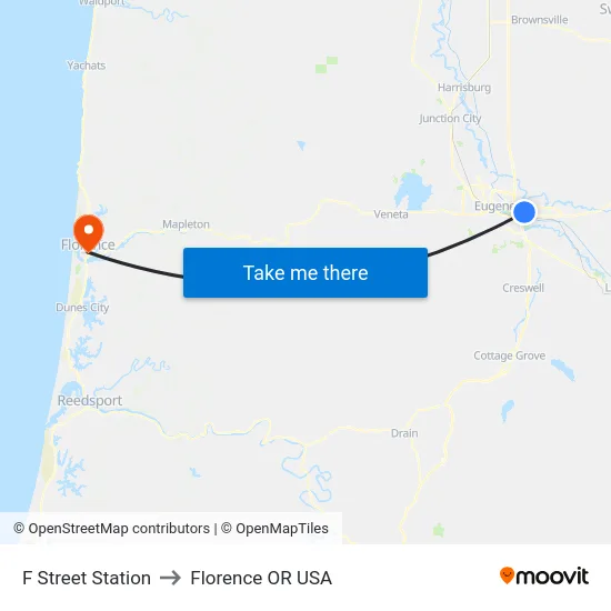F Street Station to Florence OR USA map