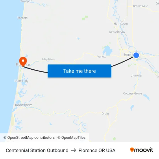 Centennial Station Outbound to Florence OR USA map