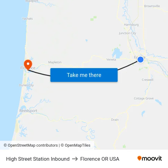 High Street Station Inbound to Florence OR USA map