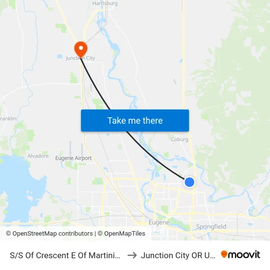 S/S Of Crescent E Of Martinique to Junction City OR USA map