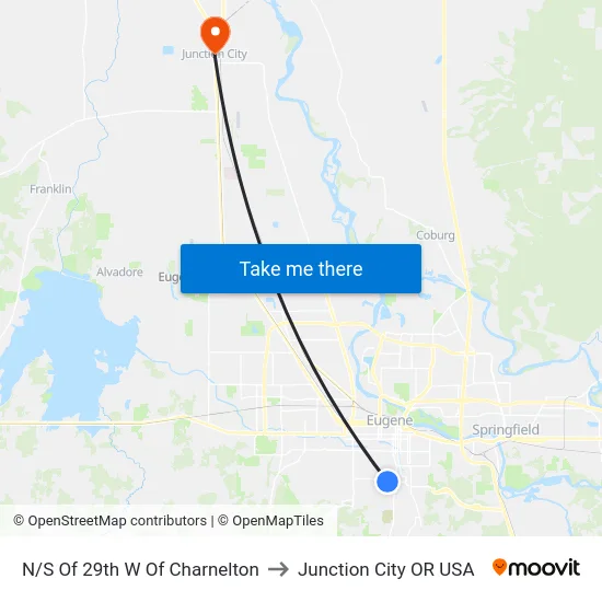 N/S Of 29th W Of Charnelton to Junction City OR USA map