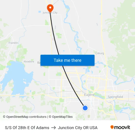 S/S Of 28th E Of Adams to Junction City OR USA map