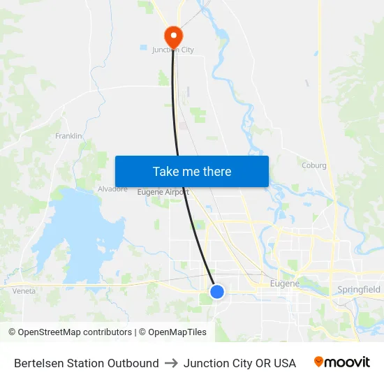 Bertelsen Station Outbound to Junction City OR USA map