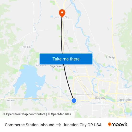 Commerce Station Inbound to Junction City OR USA map