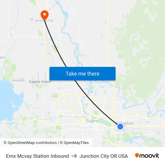 Emx Mcvay Station Inbound to Junction City OR USA map