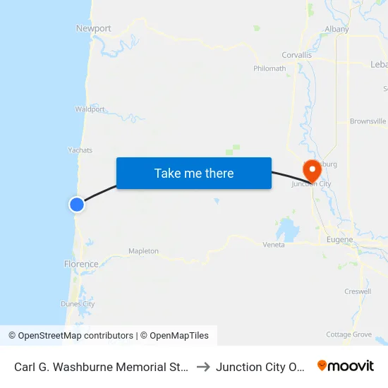 Carl G. Washburne Memorial State Park to Junction City OR USA map