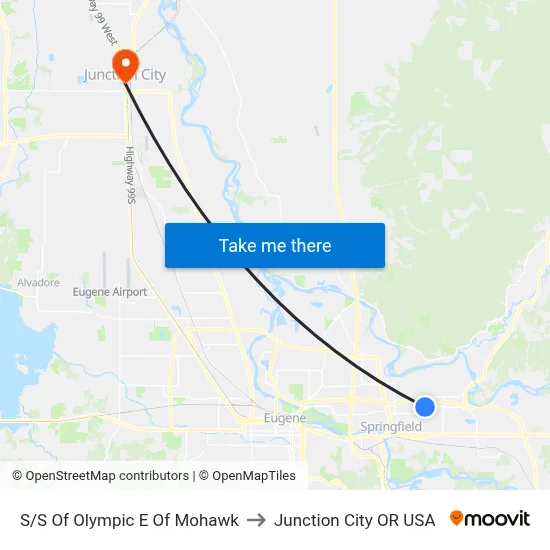 S/S Of Olympic E Of Mohawk to Junction City OR USA map