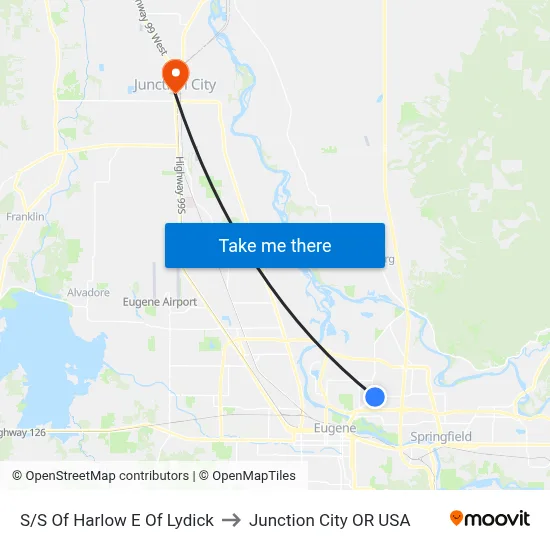 S/S Of Harlow E Of Lydick to Junction City OR USA map