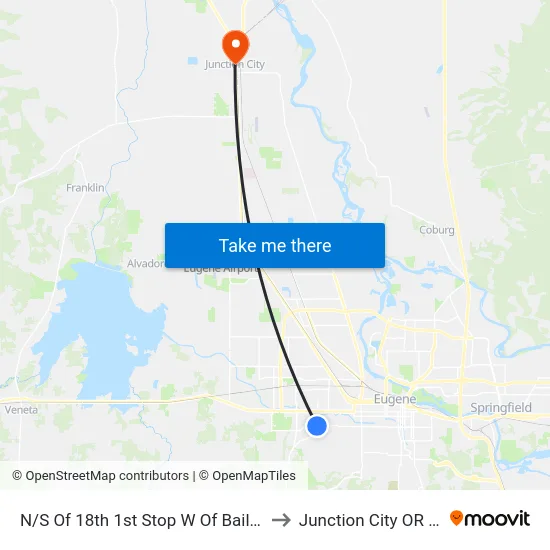 N/S Of 18th 1st Stop W Of Bailey Hill to Junction City OR USA map