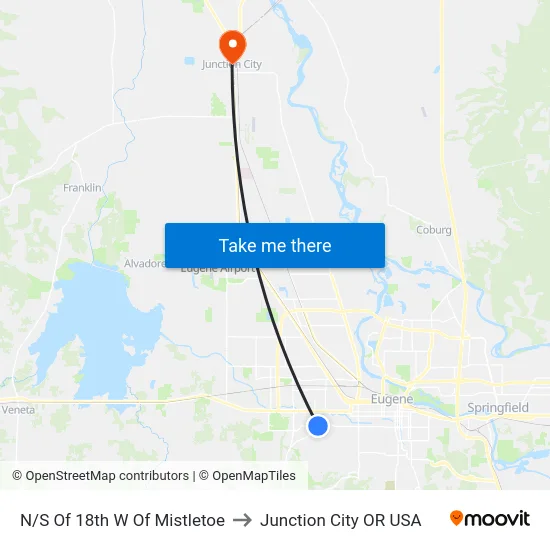N/S Of 18th W Of Mistletoe to Junction City OR USA map