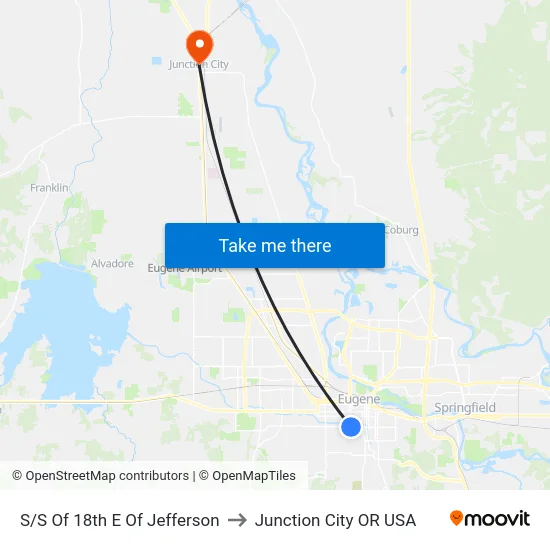S/S Of 18th E Of Jefferson to Junction City OR USA map