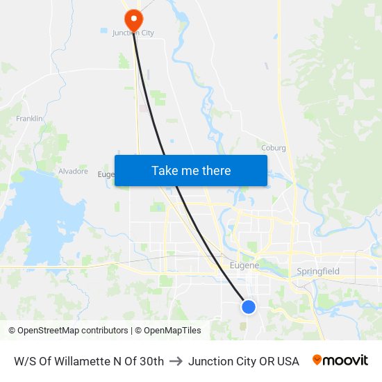 W/S Of Willamette N Of 30th to Junction City OR USA map
