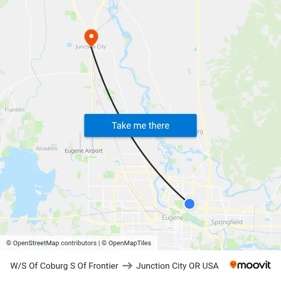 W/S Of Coburg S Of Frontier to Junction City OR USA map