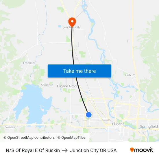 N/S Of Royal E Of Ruskin to Junction City OR USA map