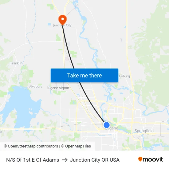 N/S Of 1st E Of Adams to Junction City OR USA map