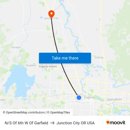 N/S Of 6th W Of Garfield to Junction City OR USA map
