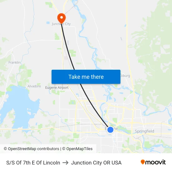 S/S Of 7th E Of Lincoln to Junction City OR USA map