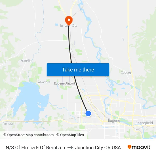 N/S Of Elmira E Of Berntzen to Junction City OR USA map