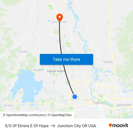S/S Of Elmira E Of Hope to Junction City OR USA map