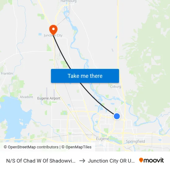 N/S Of Chad W Of Shadowview to Junction City OR USA map