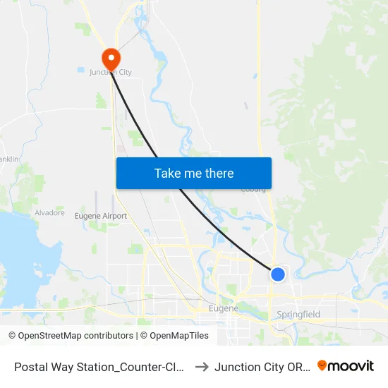 Postal Way Station_Counter-Clockwise to Junction City OR USA map