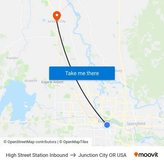 High Street Station Inbound to Junction City OR USA map