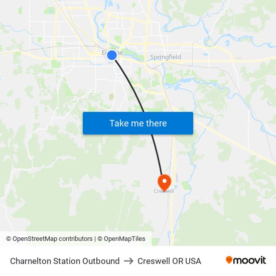 Charnelton Station Outbound to Creswell OR USA map