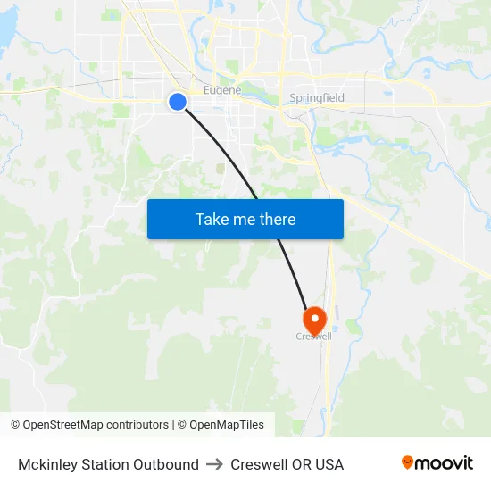 Mckinley Station Outbound to Creswell OR USA map