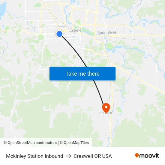 Mckinley Station Inbound to Creswell OR USA map