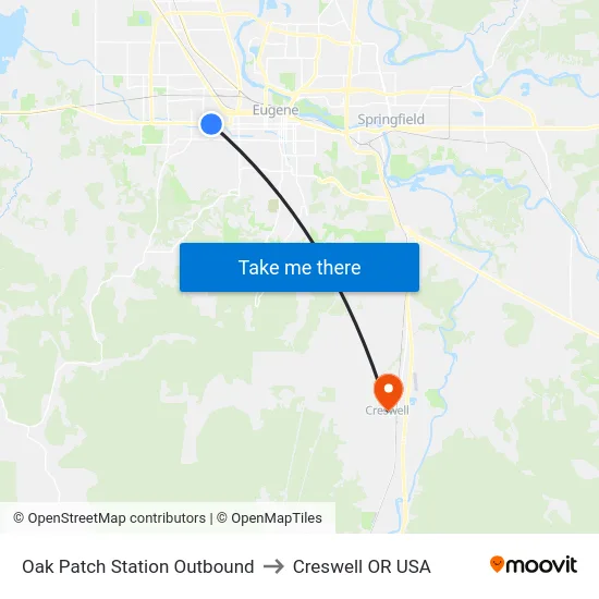 Oak Patch Station Outbound to Creswell OR USA map