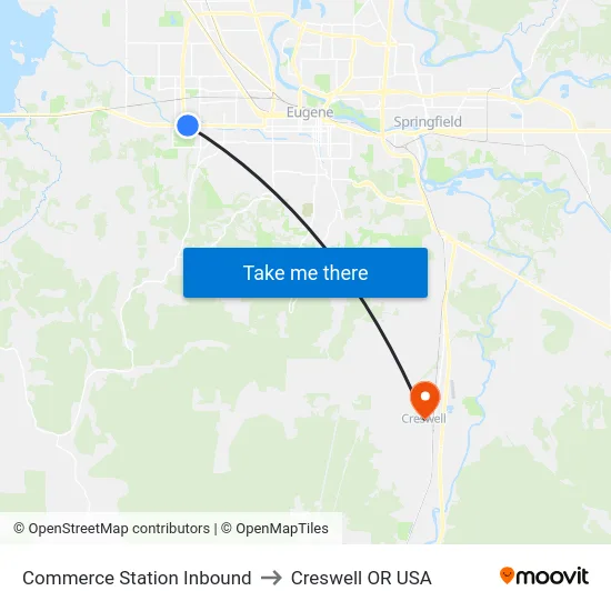 Commerce Station Inbound to Creswell OR USA map