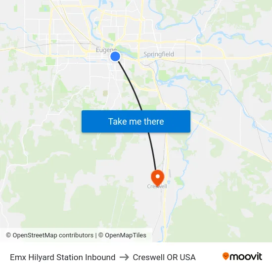 Emx Hilyard Station Inbound to Creswell OR USA map