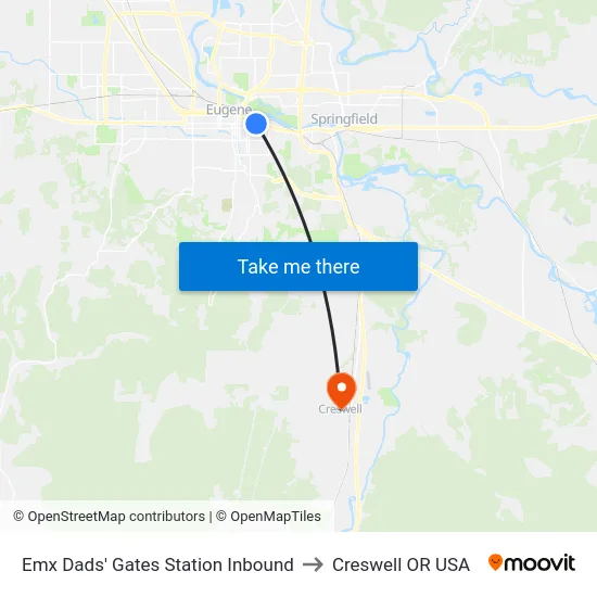 Emx Dads' Gates Station Inbound to Creswell OR USA map