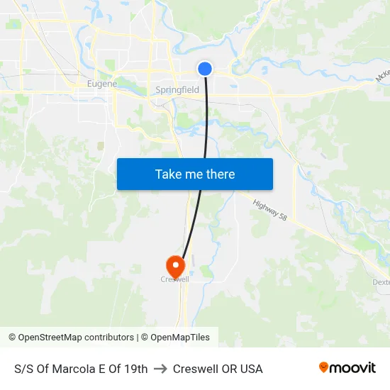 S/S Of Marcola E Of 19th to Creswell OR USA map