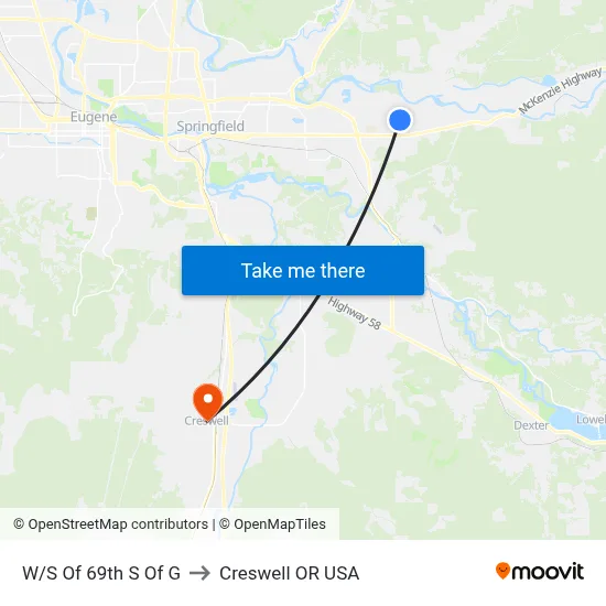 W/S Of 69th S Of G to Creswell OR USA map