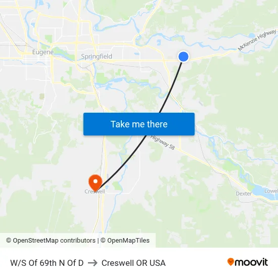 W/S Of 69th N Of D to Creswell OR USA map