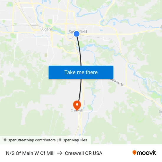 N/S Of Main W Of Mill to Creswell OR USA map