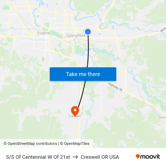 S/S Of Centennial W Of 21st to Creswell OR USA map