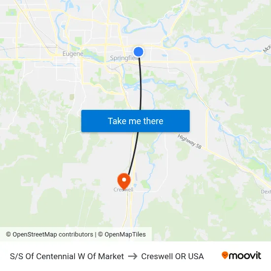 S/S Of Centennial W Of Market to Creswell OR USA map