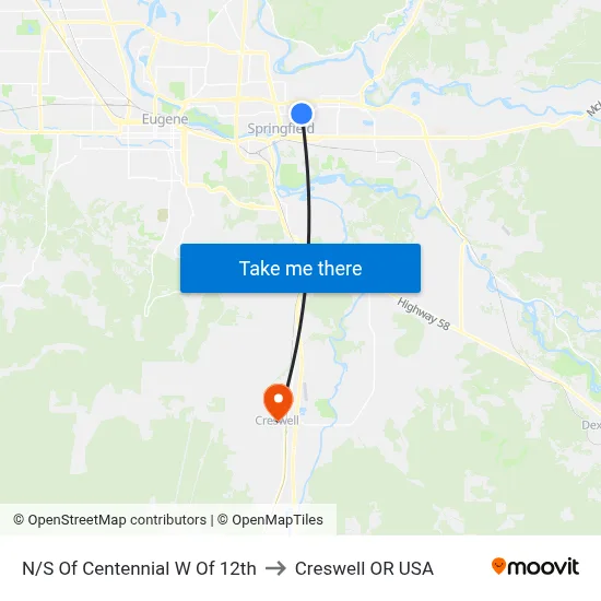 N/S Of Centennial W Of 12th to Creswell OR USA map