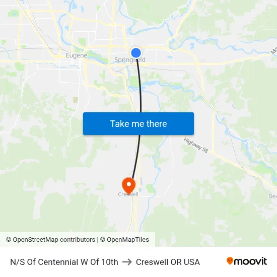 N/S Of Centennial W Of 10th to Creswell OR USA map