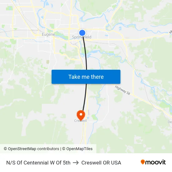 N/S Of Centennial W Of 5th to Creswell OR USA map