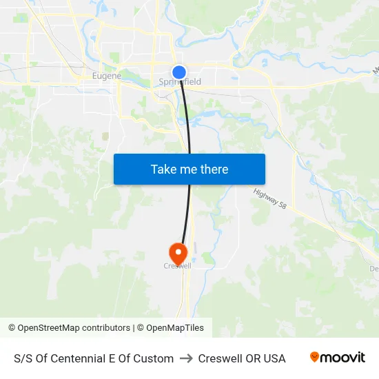 S/S Of Centennial E Of Custom to Creswell OR USA map